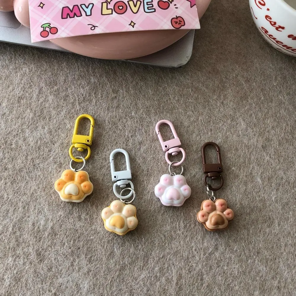 Glossy Enamel 3D Cat Paw Keychain, 3 Pastel Macaron Colors Mini Spring Clip Cute Kitty Paw Bag Charm For Backpack & Handbag fly towards Silent Stress Relief Fidget mickey family