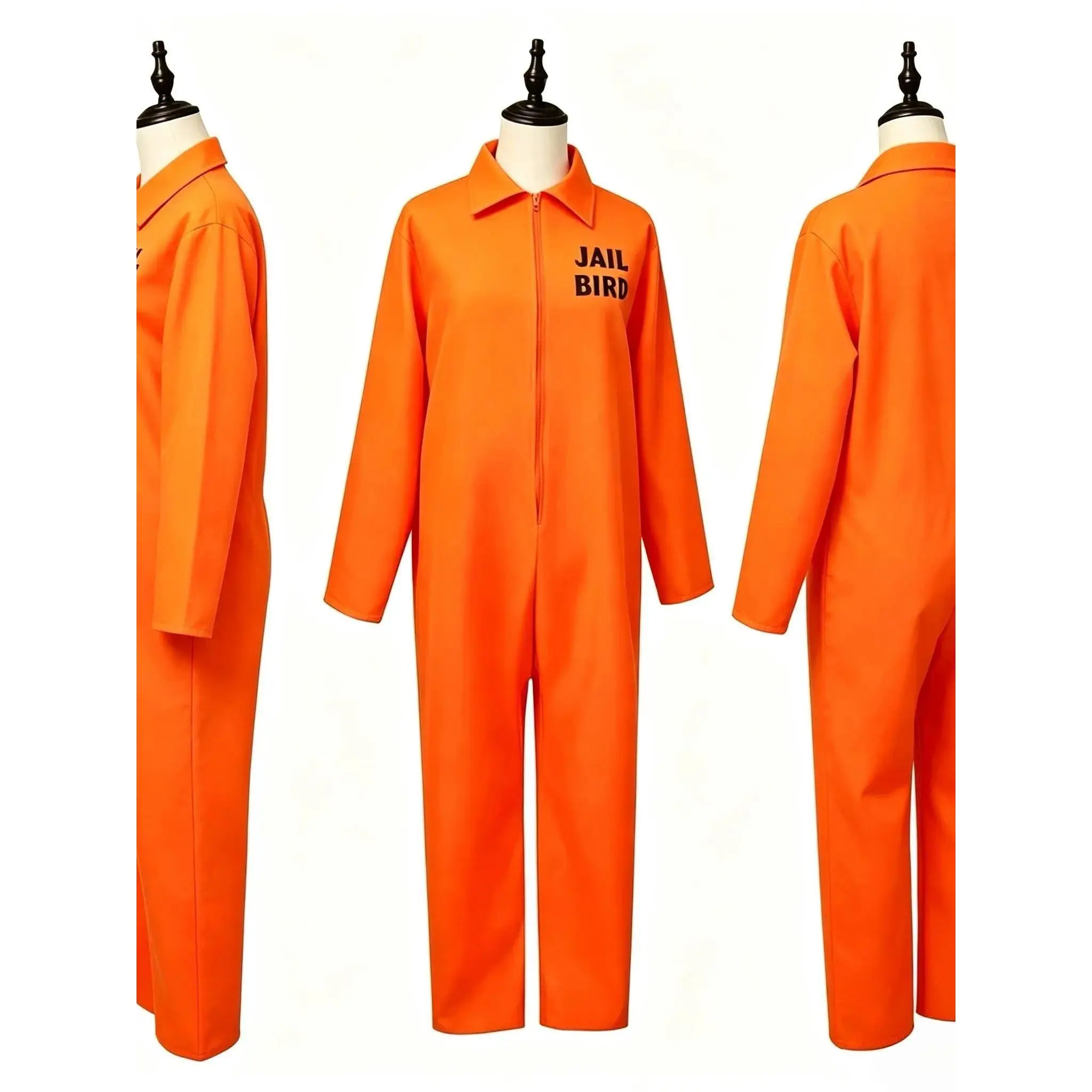 Halloween Couple's Uniform Suit Large Size Orange Performance Costume Prisoner Onesie Adult Men's Stage Performance Outfit