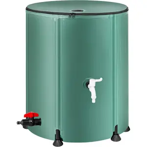 Collapsible Rain Barrel Water Storage Containers-53 Gallon Portable Rainwater Collect System Water  to Collect Rainwater from Gutter Downspout Water Catcher with Spigots,Filter&Overflow Kits