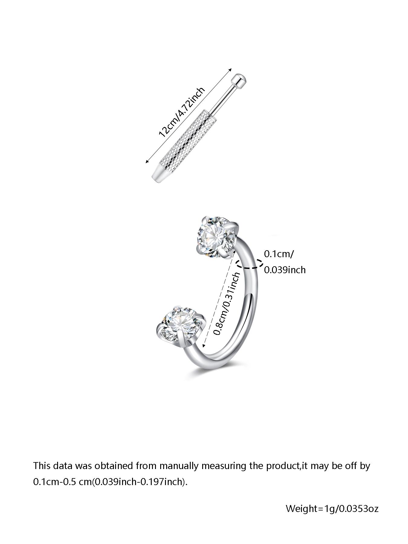 Stainless Steel Heart Nose Ring, Cubic Zirconia U-Shaped Septum Piercing, 20g/18g Cartilage Earrings, Hypoallergenic Jewelry for Women