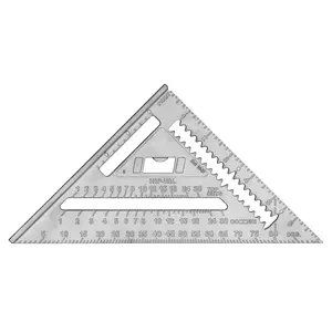 Level & Tool RAS-1B Square Professional Aluminum Rafter Square 7" Silver 1 Square with Integrated Bottle Opener & Continuous Scribing Notches for Precise Construction Layout