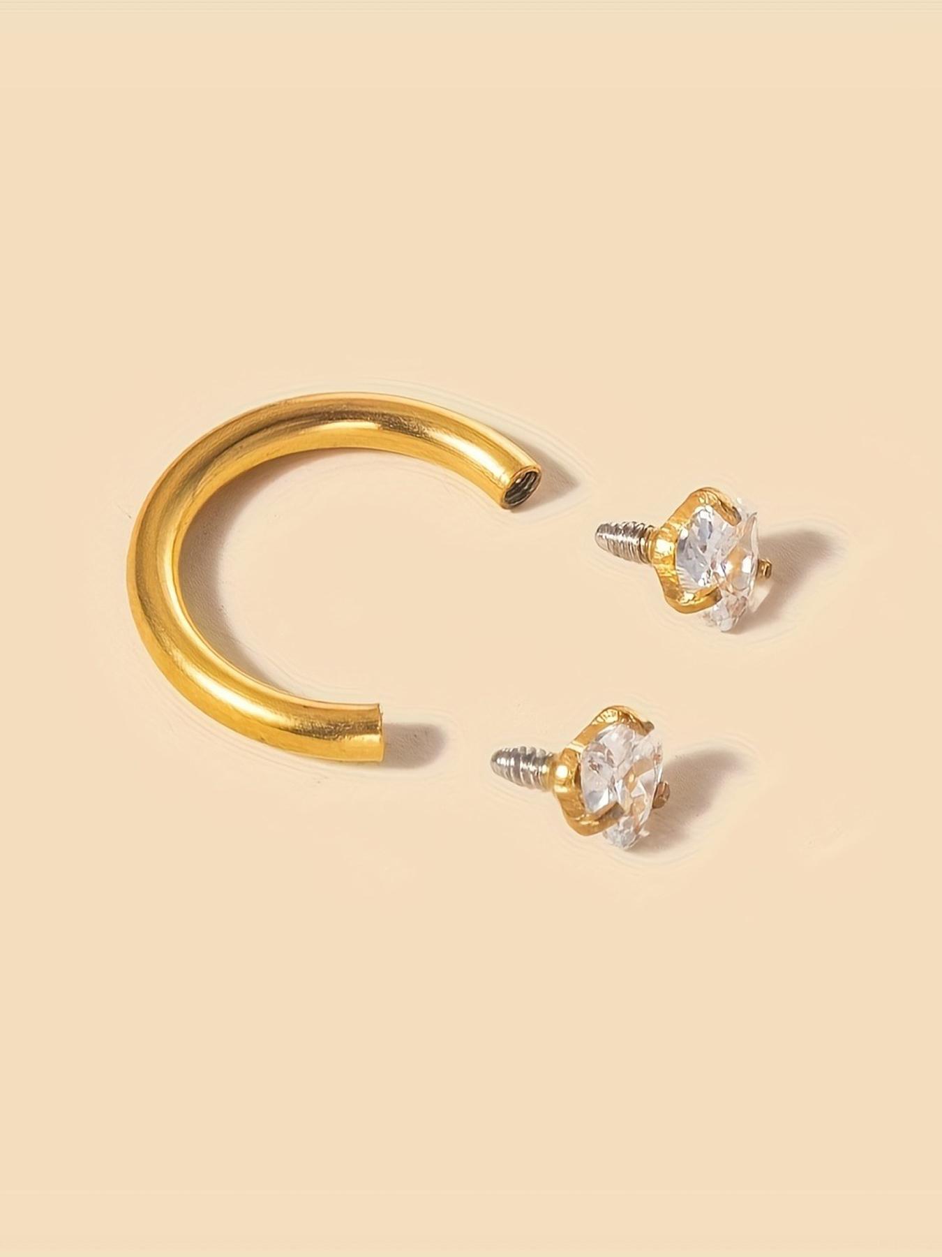 Heart Shaped Rhinestone Decor Nose Ring, Stainless Steel Nose Ring, Fashionable Body Jewelry for Women & Girls, Trendy All-match & Exquisite Jewelry for Birthday Gift, Nose Piercing Jewelry