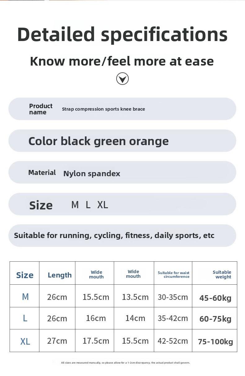 Professional outdoor sports compression strap knee brace for hiking, cycling, running, non-slip nylon knee and leg protector