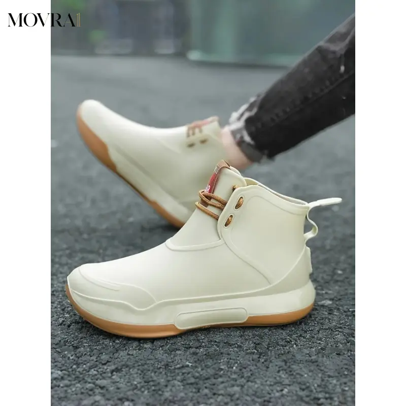MOVRA1 1 Pair of Unisex Casual Rain Boots: One-Piece Waterproof Upper, Anti-& Wear-Resistant Outsole, Outdoor Practical Style, Ideal Men's Daily Commute in Rainy Season, Rain Shoes