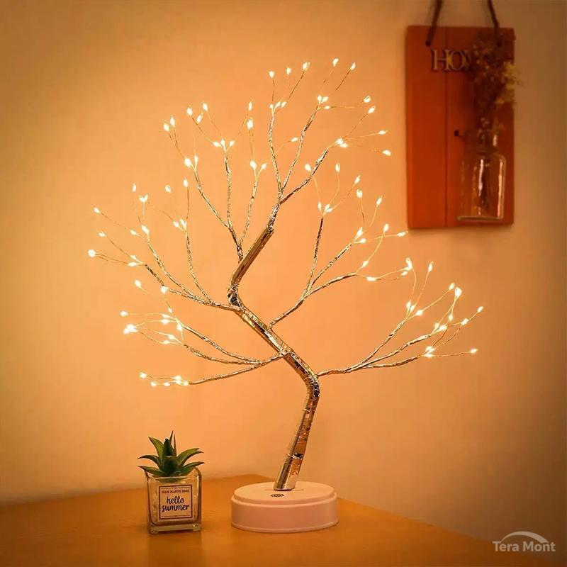 Dual Mode Touch Switch Gold Leaf Tree Light with 72 LED Copper Wire String Lights for Valentine Bedroom Christmas Decorative Lamp