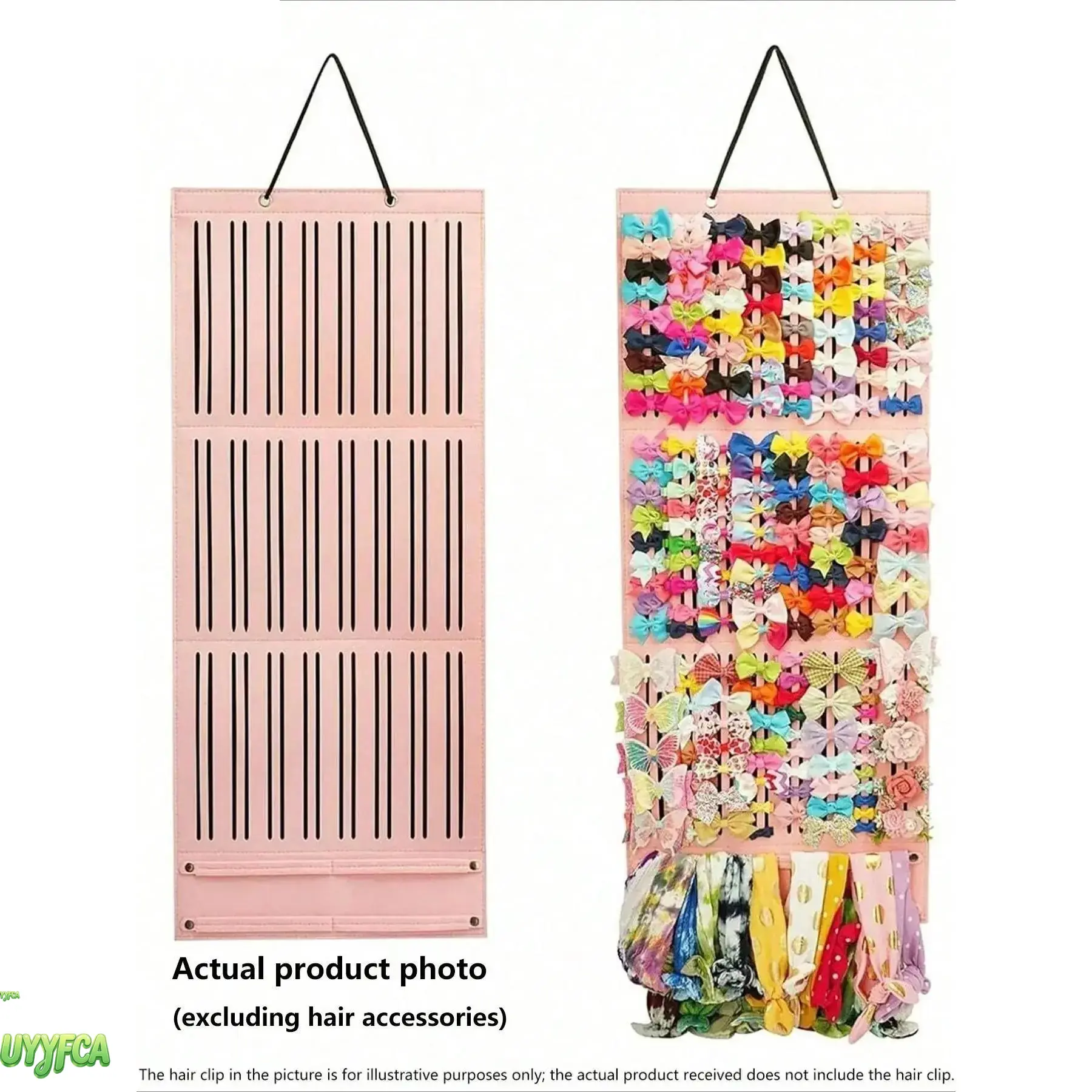 Cute Wall Hanging Velvet Hair Accessory Storage Organizer, Multi-Slot Hair Bow Claw Clip Headband Display Holder, Large Capacity Space Saving Hanging Hair Tidy Rack, Portable Bedroom Nursery Wall Decor Storage Gift,back to school,back to school haul