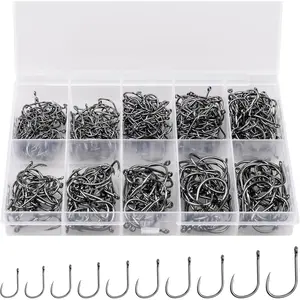 High-Carbon Steel Barbed Fishing Hooks with Holes, 10 Specifications of Fishing Hooks, Portable Boxed Hooks, Hooks that Can Adapt to Various Fishing Environments