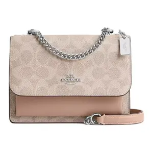 COACH Klare 18 Crossbody Bag for Women – Logo-Buckle Closure, Faux Leather and Genuine Leather Blend, Taupe