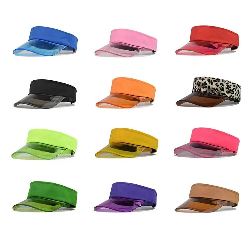 Unisex Summer UV Protection Visor Hat - Empty Top, Transparent Design, High-Quality for Festive & Party Supplies Gifting