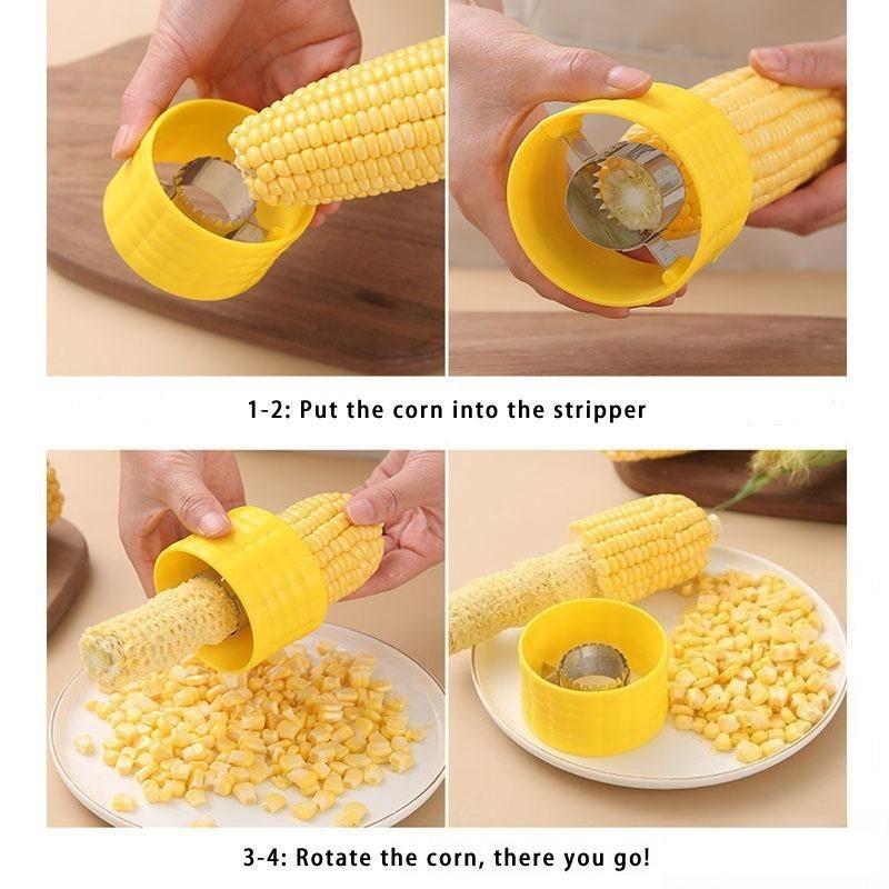 Non-Slip Handle Safe Efficient Corn Sheller Multi-Functional Rustproof Kitchen Tool Creative Corn Kernel Stripper Salad Prep Helper Labor-Saving Hand-Protective Home Corn Peeler Convenient Durable Corn Removal Tool Kitchen Gadgets