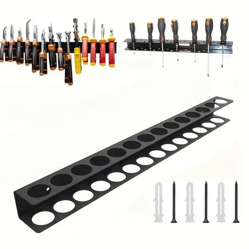 Metal Tool Organizer Rack, Tool Storage Racks, Wall Mounted Floating Storage, Fits Screwdrivers Hand Tools Garage Workshop Essentials, Space Saving Design