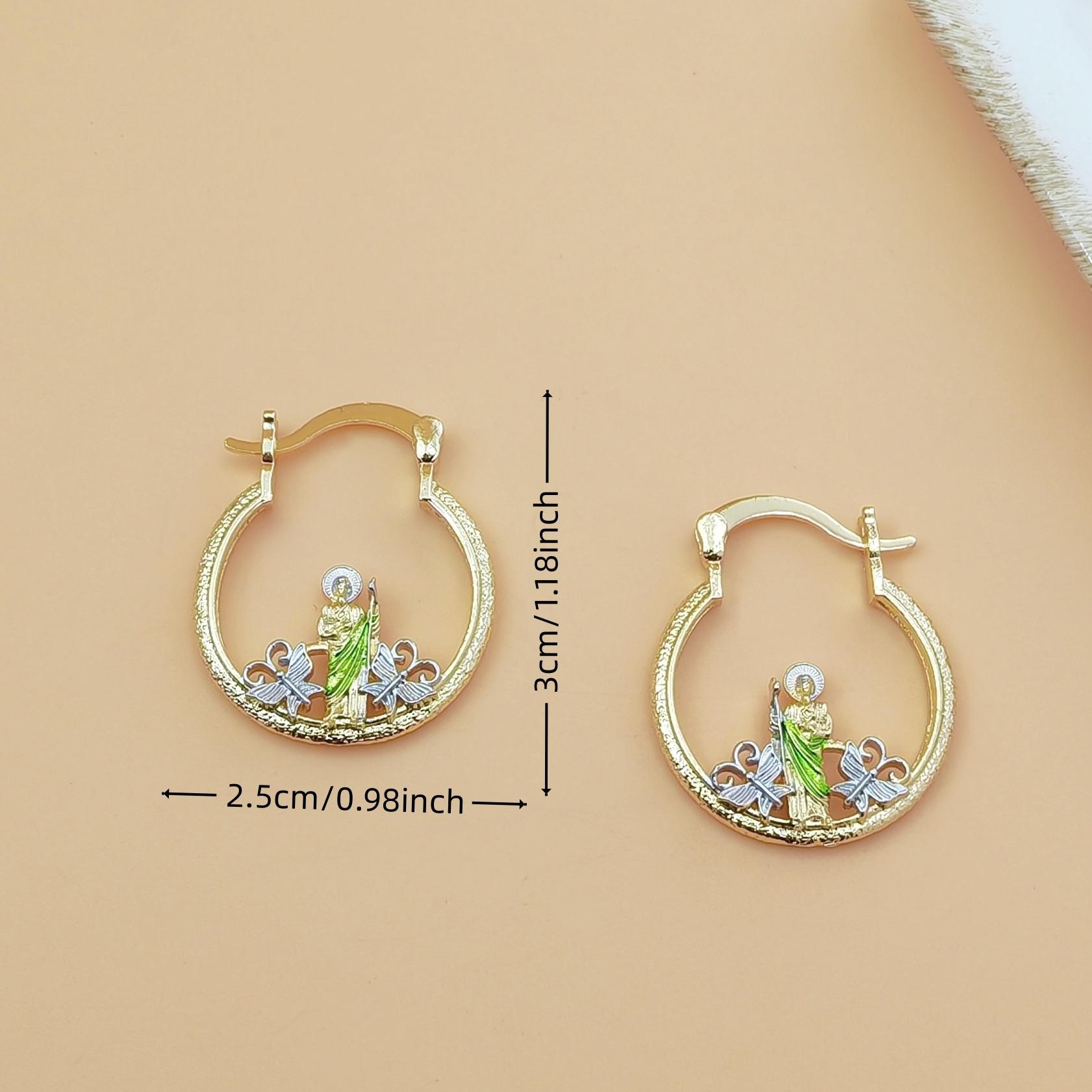 Vintage Saint Jude Portrait Drop Earrings for Women, European American Religious Inspired Design, Luxury Minimalist Style, Elegant & Chic Fashion Jewelry, Perfect for Daily Wear, Parties & Meaningful Gift Giving