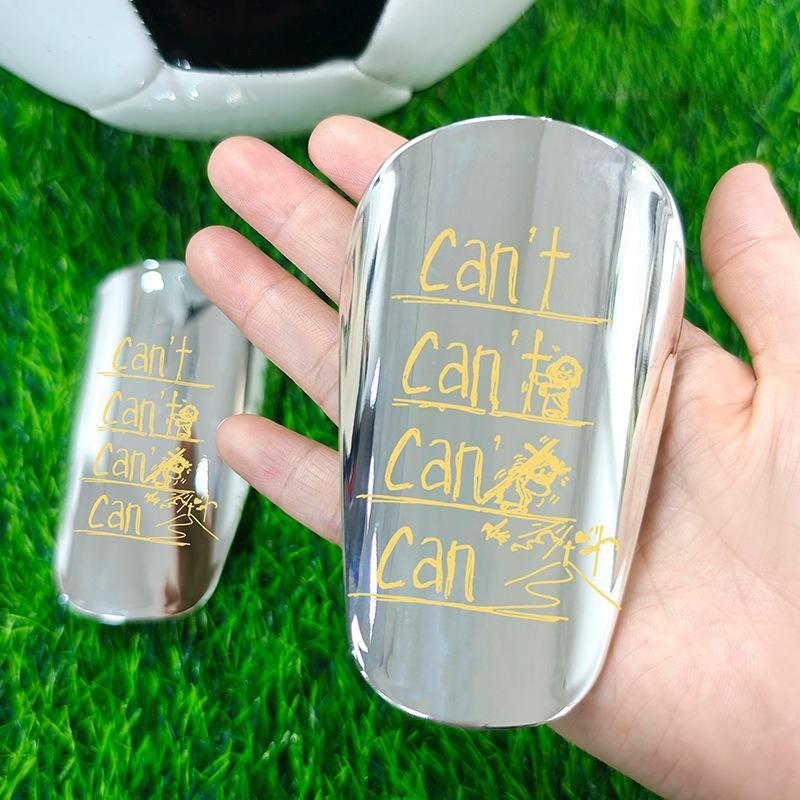 1 Pair Mini Soccer Shin Guards for Adults, Thick Electroplated Metal Sports Protective Gear with "CAN'T HEAR YOU" Design, Inserts for Enhanced Fit and Protection, Mini Shin Guards,Valentine's Day gift