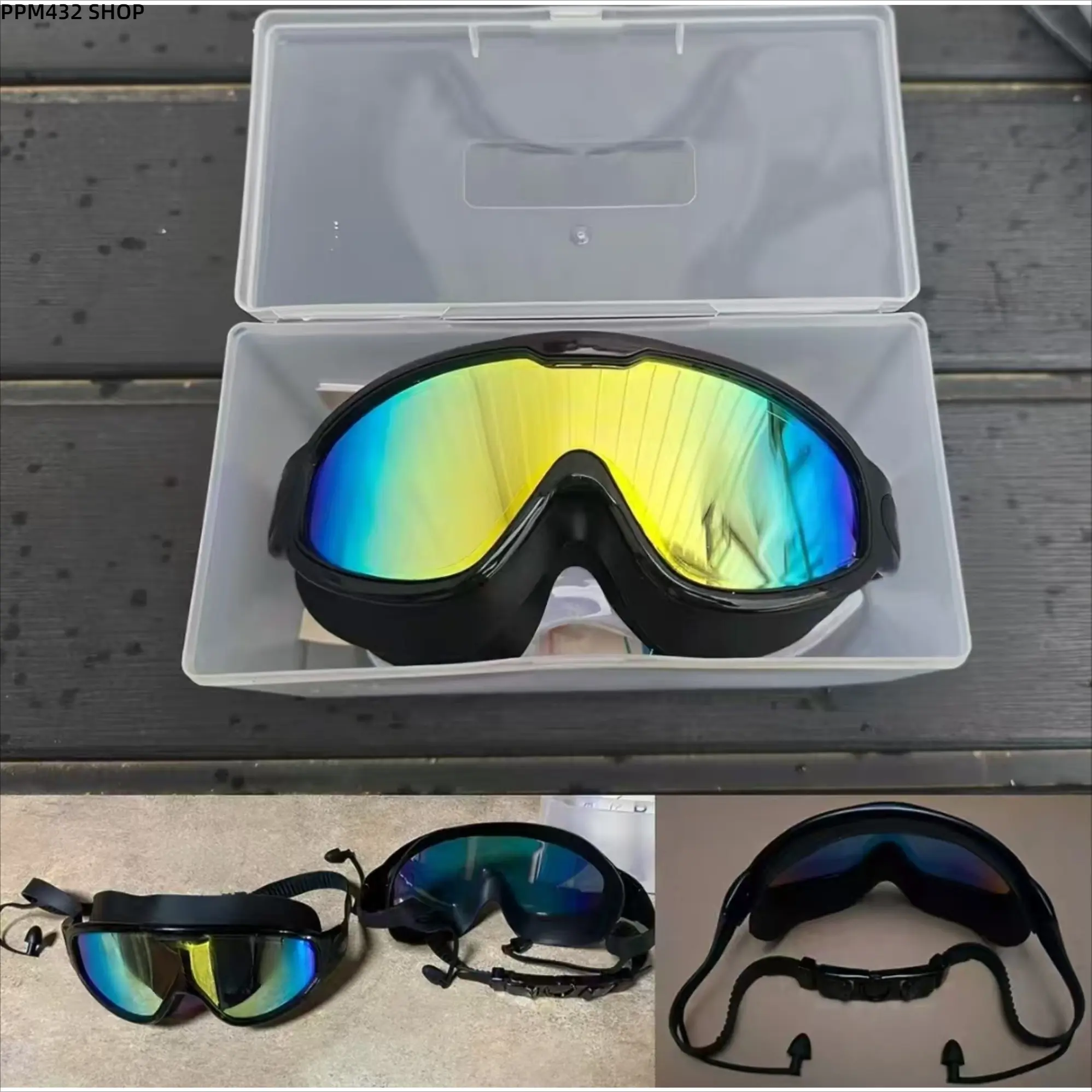 2-Pack Swim Goggles Set with Nose Clip & Ear Plugs, 180° Wide View Anti-Fog Swimming Glasses with UV Protection, Leakproof Comfortable Fit for Adults Kids, Pool Training, Beach, Water Sports, Summer Swimming Accessories