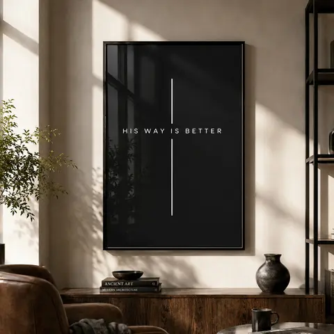 Christian Wall Art, His Way Is Better Black White Cross Canvas Print, Teen Boys Bedroom Decor, Faith Inspired Artwork, Religious Wall Decor, Inspirational Christian Poster, Modern Cross Art, Christian Gift