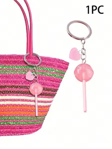 Acrylic Lollipop Keychain, Heart-Shaped Card, Candy Stick Girl Phone Bag Charm, Alloy Round Lollipop Keychain, Daily Use, Gift for Mother, Girlfriend, Colleague