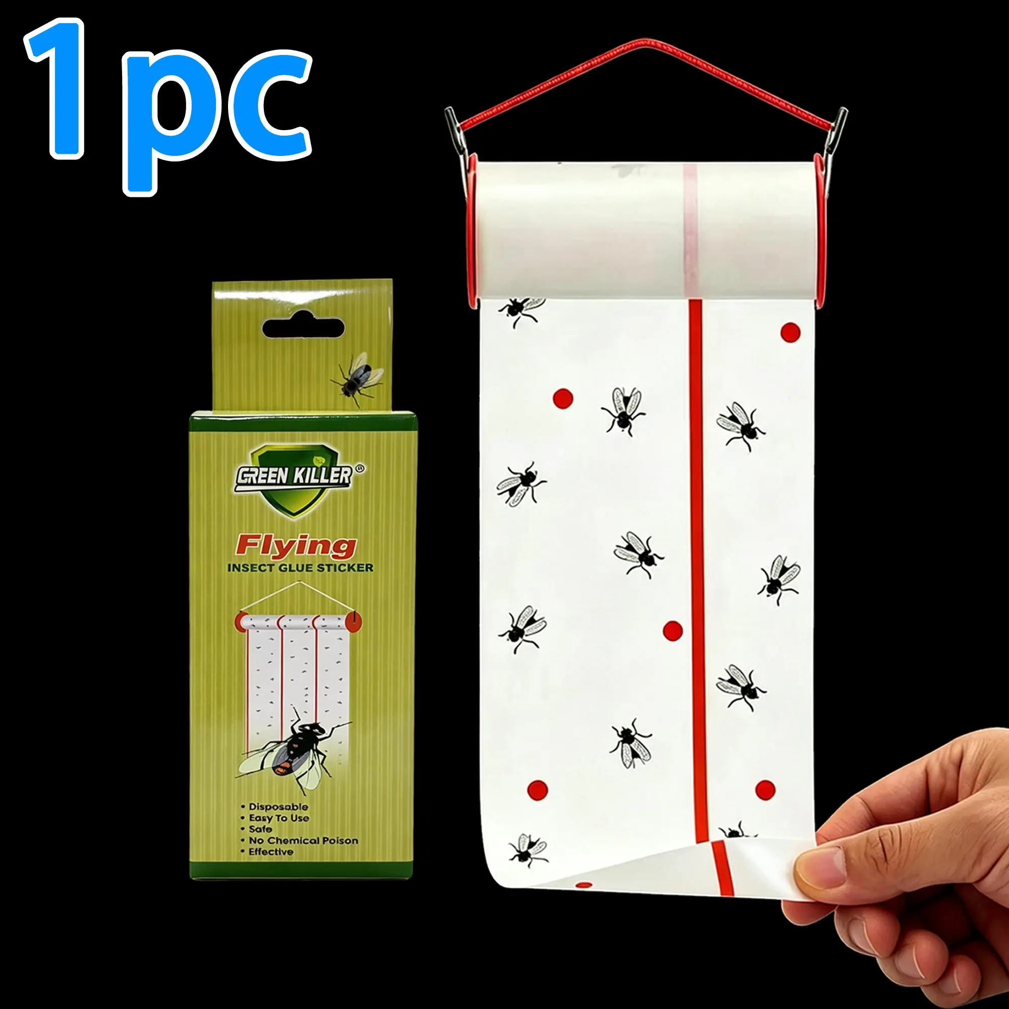 Farm Hanging Fly Trap Roll, Fly Stick Tape, Bug Sticky Traps, 400cm Long, Self-Cut, Indoor Outdoor Use, Pest Control, Fruit Flies, Plants, Barns, Stables