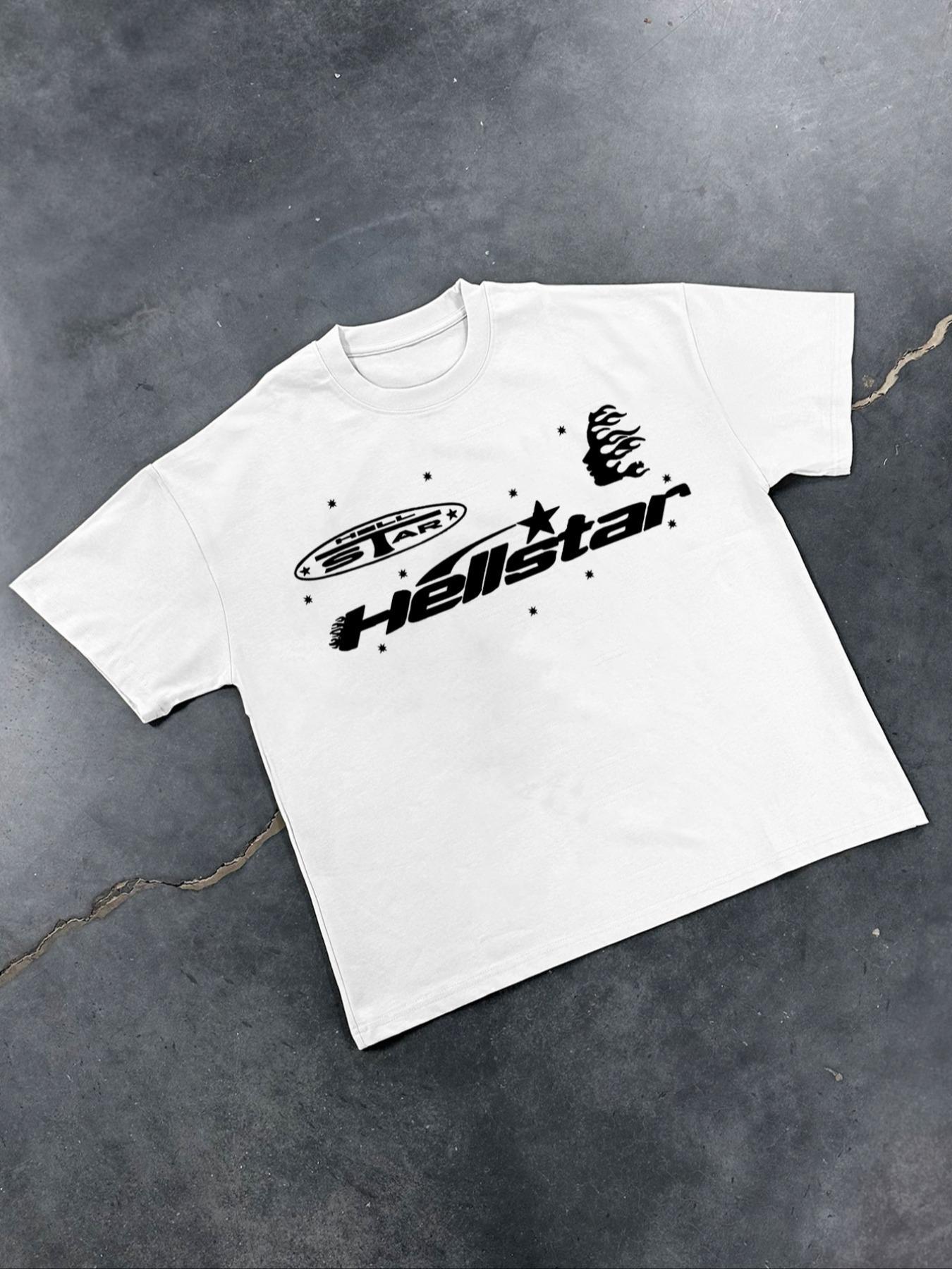 Men's Regular Fit Star & Moon Print Round Neck Tee, Casual Comfy Short Sleeve T-shirt for Daily Wear, Men's Top for All Seasons, Tropical, Casual Style Graphic, Casual Street Fashion