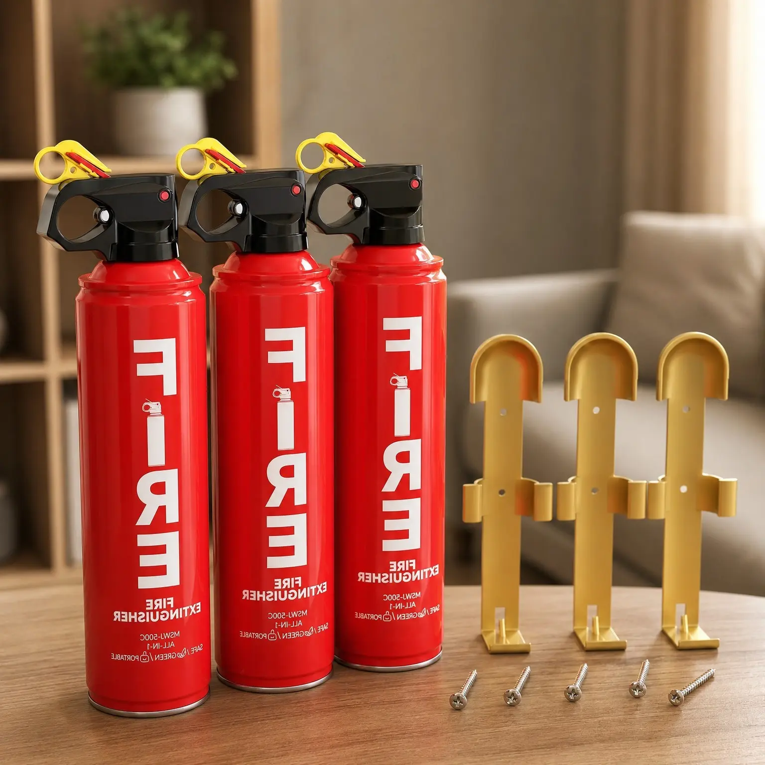 Water-Based Fire Extinguishers 3 Pack – Portable Small Fire Spray for Home, Kitchen, Car & Boat with Mounting Brackets – A, B, C, K Multi-Purpose Fire Protection, Eco-Friendly, Compact & Easy to Use.