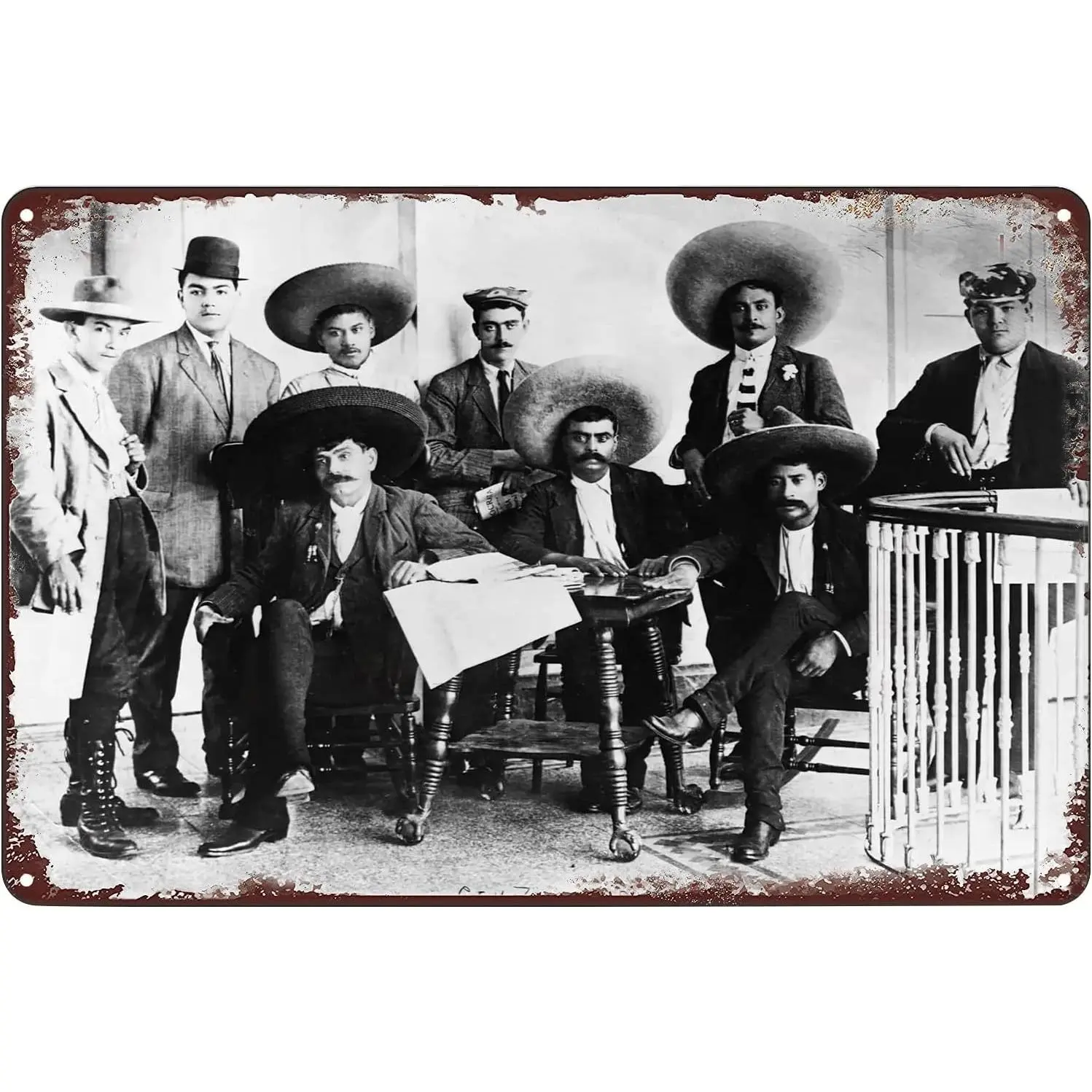 8x12 in Retro Rustic Ethnic Lightweight Black & White Vintage Metal Sign - Mexican Revolution Emiliano Zapata Plan of Ayala Tin Wall Art Decor Plaque for Home, Bar, Office