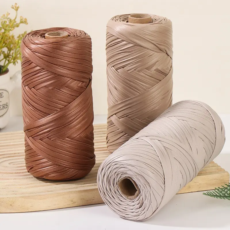 3-Pack Napa Leather-Like Yarn, 150g Per Roll, 450g Total, Solid Color, Ideal for Crafts, Bags, Slippers, Hats, Cup Mats, Decorations