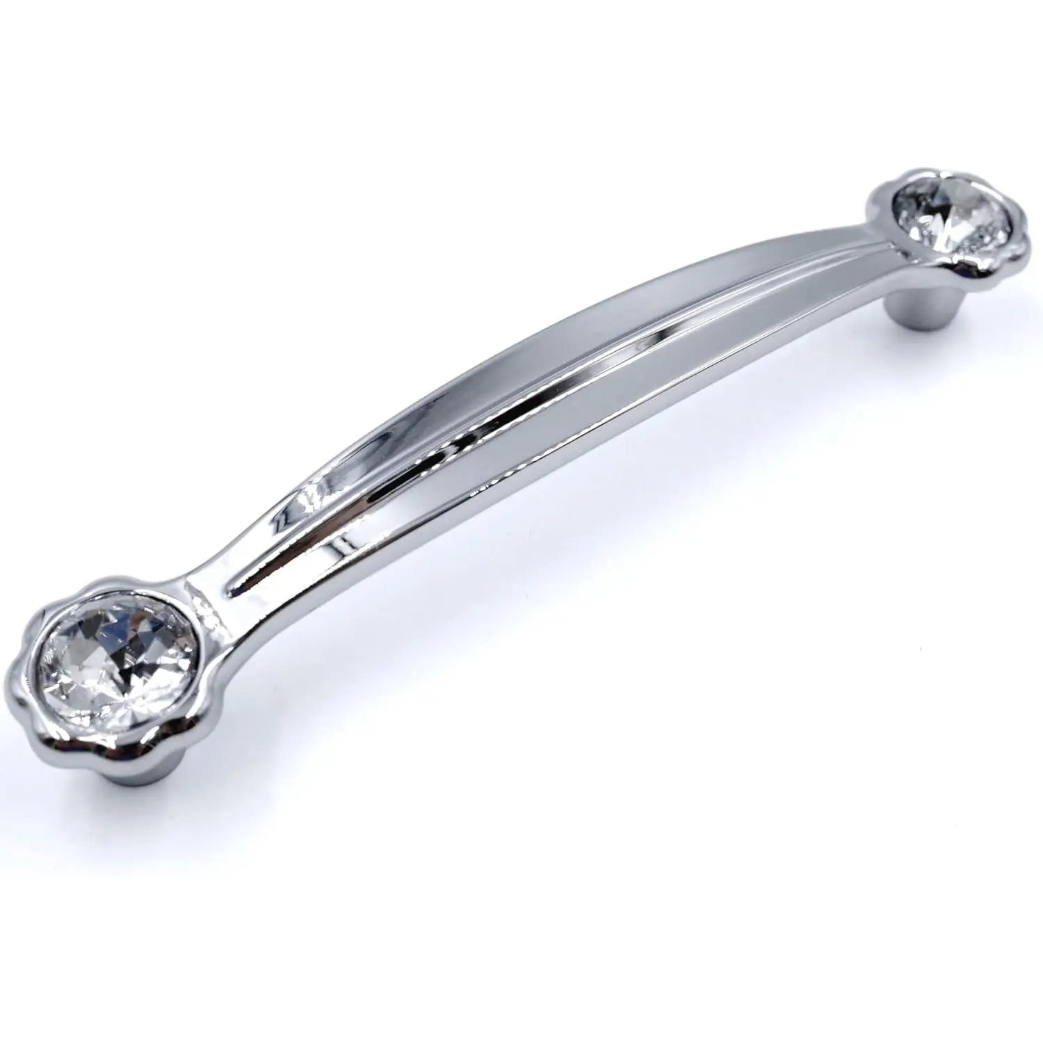 Cabinet Drawer  Pulls, 2-Pack, Chrome with Clear Glass, 5" Hole Centers, Shining Daisy, Cabinet Handles for Dresser Nightstand Furniture, PW6738CR127