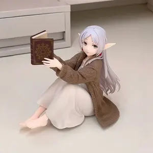 Frieren Reading Pose Handmade Figure 11cm, Desktop Decorative Gift, Healing Ornament for Home Office, Perfect Present for Fans