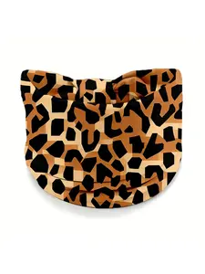 2D FLAT Black And Brown Contrasting Leopard Print Geometric Patchwork Headband, Suitable for Yoga / Gym / Running / Cycling, Travel / Beach, Features Non-Slip / Sweat-Absorbing Properties / Elasticity / Wide Edge / Knot Design