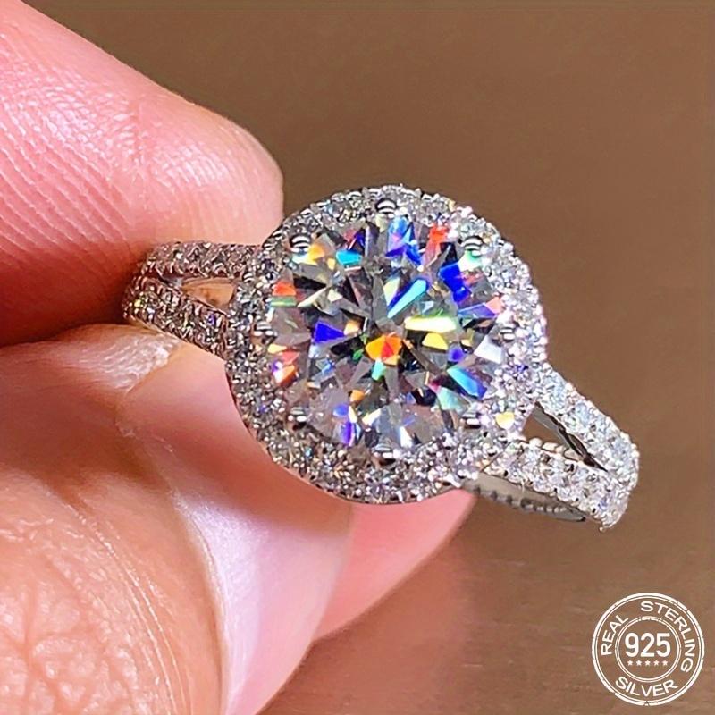 925 silver 2ct moissanite engagement ring with halo setting for proposal, wedding, anniversary, and birthday J045 unique  engagement  rings