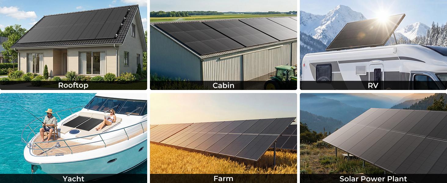 ECOBOSS 100W 200W Solar Panel 12V N-Type 16BB 25.6% High Efficiency Lightweight Monocrystalline for Rooftop Trailer RV & Off-Grid