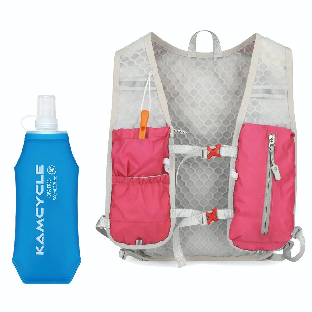 Running Vest with 500ML Soft Flask,Camel Hydration Backpack, 5L Outdoor Sport Multifunctional Backpack, Cycling, Hiking, Climbing Hydration Vest Pack