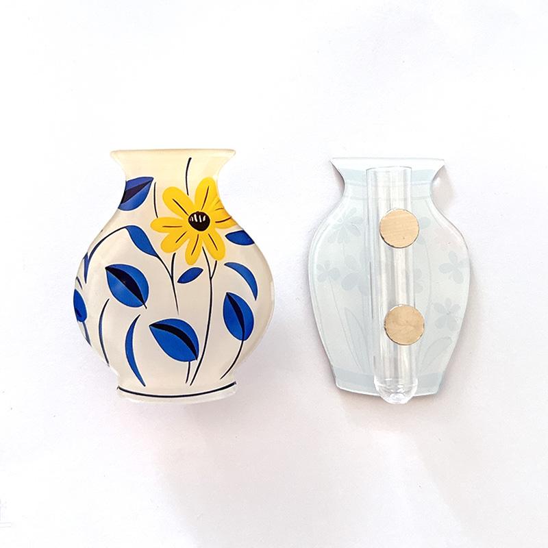 5 Vase Refrigerator Magnets Cute Decorative Design Cute Mini Acrylic Vase Refrigerator Magnets, can hold flowers, funny mini vase magnets, for refrigerator decoration, office, kitchen, storage cabinets, whiteboard, gift