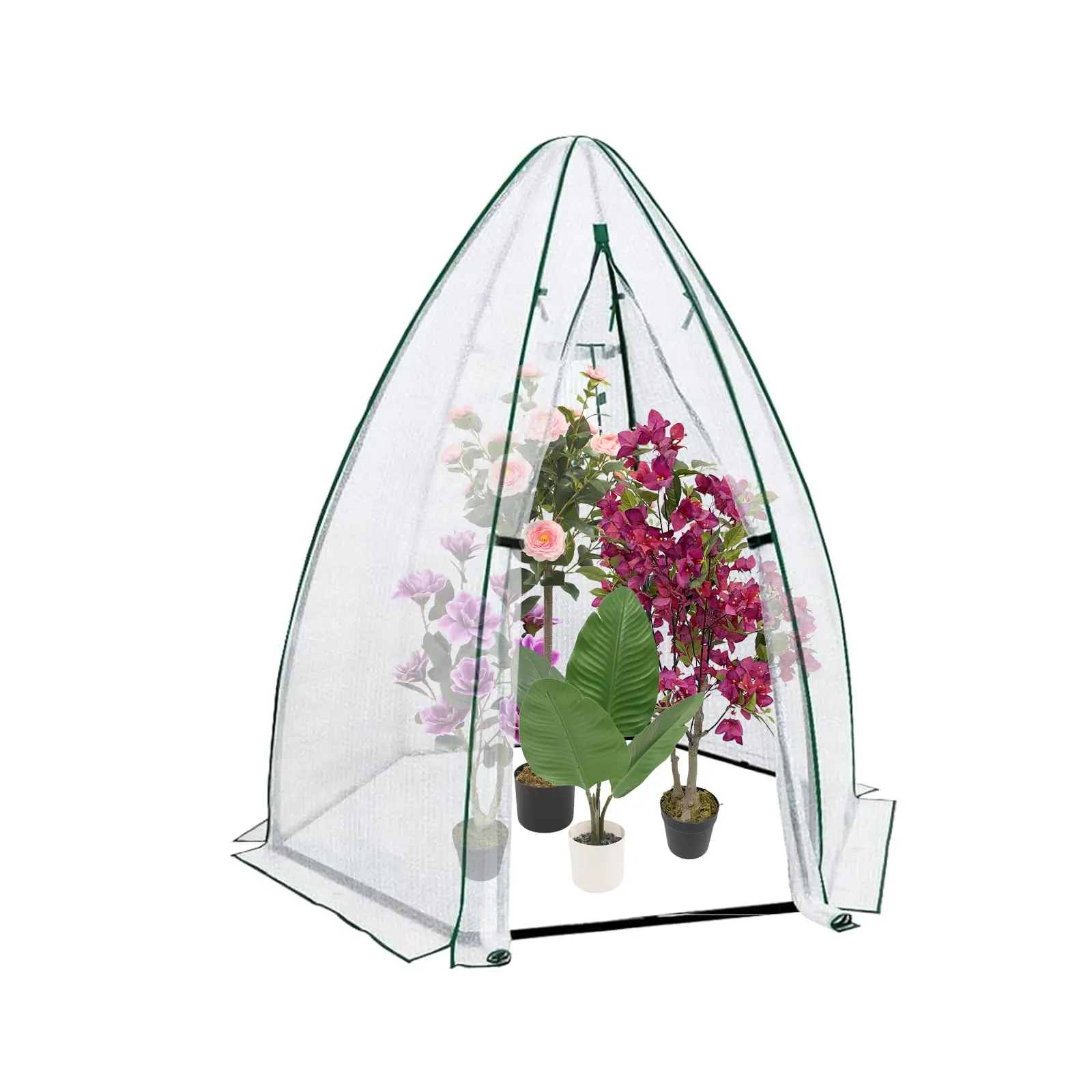 Mini Greenhouse for Outdoors 54"x54"x71", Hexagonal Portable Garden Plant House with PE Cover, Roll-Up Zipper Door, Mesh Windows, Sturdy Frame for Vegetables Flowers Herbs Fruits Seedlings