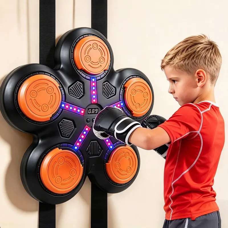 Music Boxing Target, Electronic Reaction Scoring Punching Machine, LED Lights Sound Counter, Stress Relief Toy, Family Interactive Sports Fitness Gear