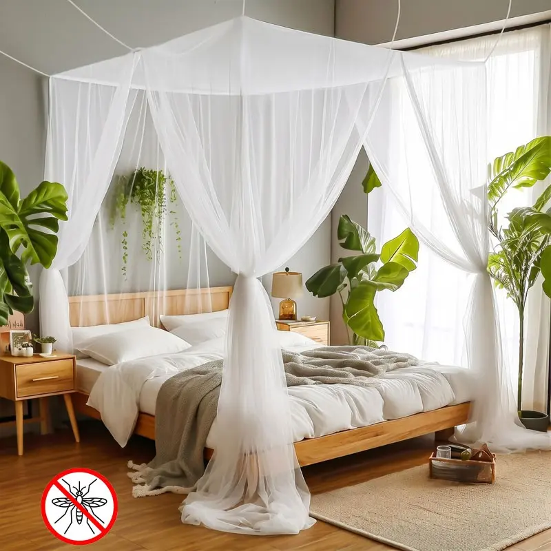 Mosquito Net, Mosquito Proof Net, Anti Mosquito Bed Canopy, Mosquito Net for Double Bed, 4 Corner Bed Canopy, Hanging Bed Netting, Square Mosquito Net Set, Full Coverage Bed Canopy, Breathable Mesh, Indoor & Outdoor Use assorted colors
