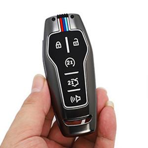 Zinc Alloy Car Key Cover Cases Compatible with Ford Edge Explorer F-150 F-250 Fusion Mondeo 5 Buttons with Fluorescent Tricolor Strip (Matte) Zinc Alloy Car Key Cover Cases Compatible with Ford Edge Explorer F-150 F-250 Fusion Mondeo 5 Buttons with Fluorescent Tricolor Strip (Matte)