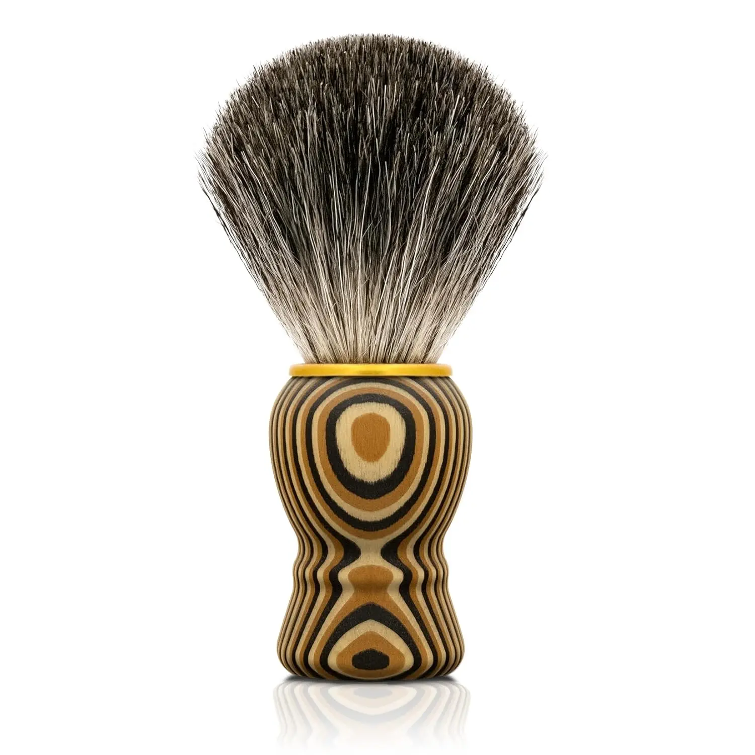 Hand Crafted Badger Hair Shaving Brush with Solid Wood Handle, Soft Bristles for a Traditional Men's Wet Shave, Barber Quality Grooming Tool, Natural Annual Ring, Soft Gentle Bristle, Gentle Grooming