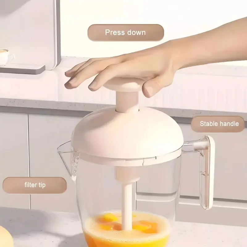 Manual Press Egg Beater and Cream Mixer, Food Grade Plastic Baking Cup, Home Manual Baking Tool, Multi-Function Blender, Ideal Gift
