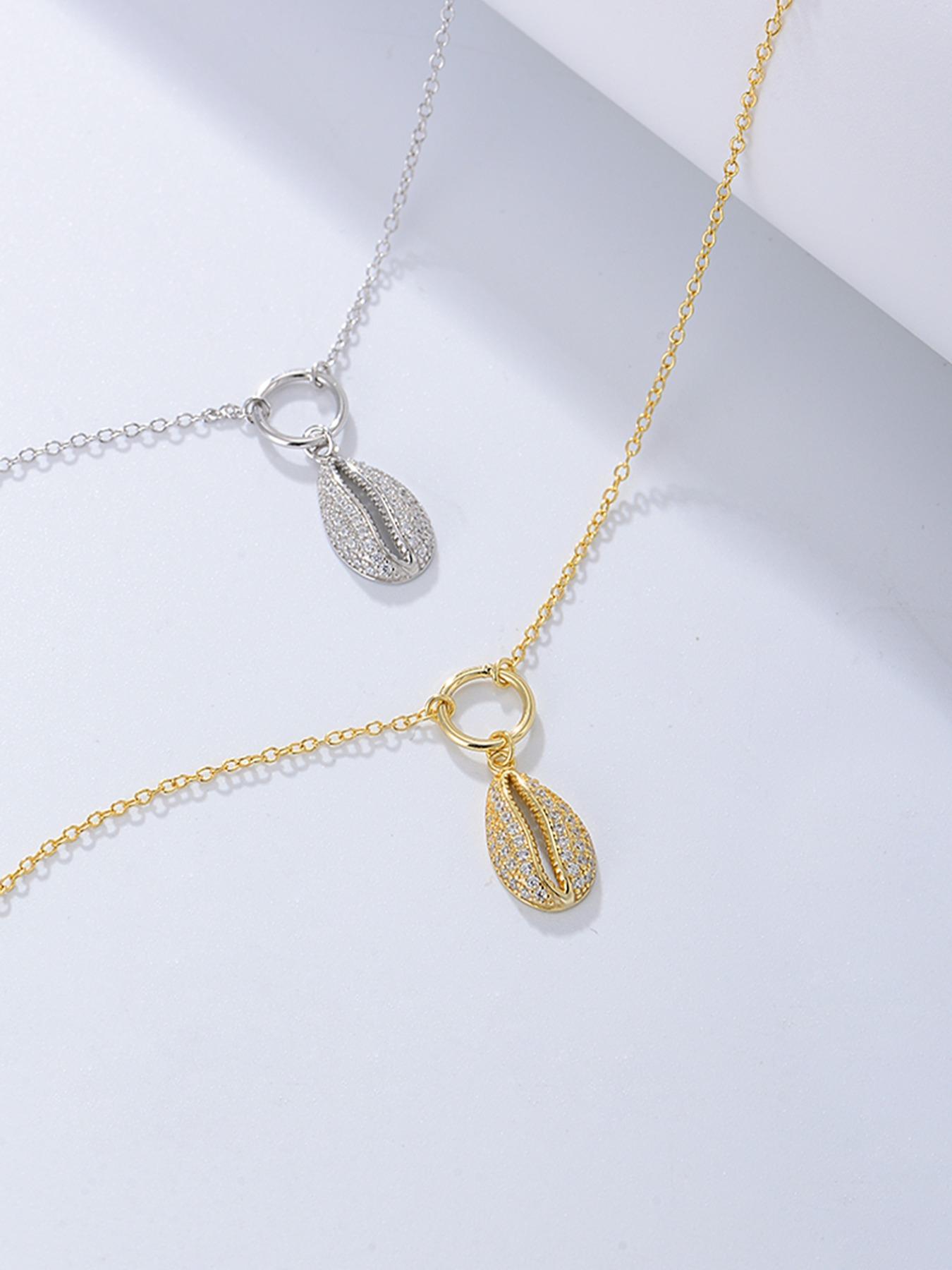 925 Sterling Silver Women's Elegant Shell Design Artificial Zircon Decor Adjustable Anklet, Exquisite Trendy Anklet, Chic Gorgeous Jewelry As Gift for Girlfriend