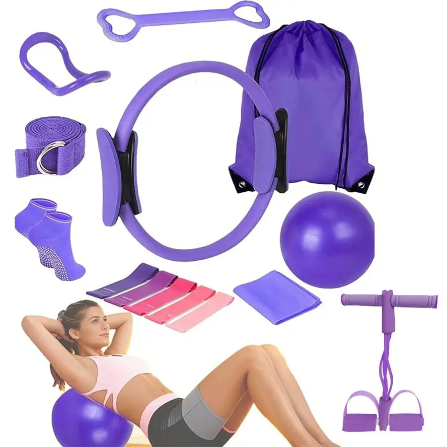 14-Piece Women's Pilates Set, Home Pilates Equipment, Includes Pilates Ring, Resistance Bands, Yoga Ball, Perfect for Beginners