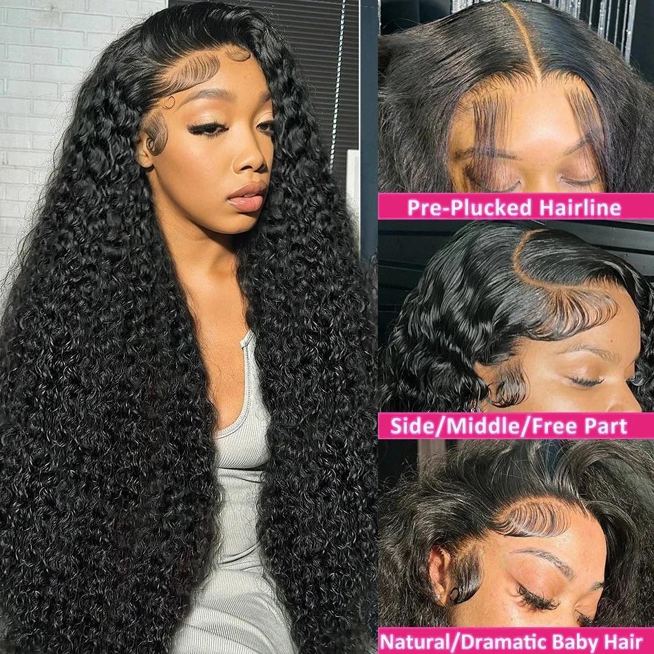 Bling Hair Deep Wave 13X6 HD Transparent Lace Frontal Wig Human Hair 30 34 Inch 13X4 Kinky Curly Lace Front Wigs For Black Women