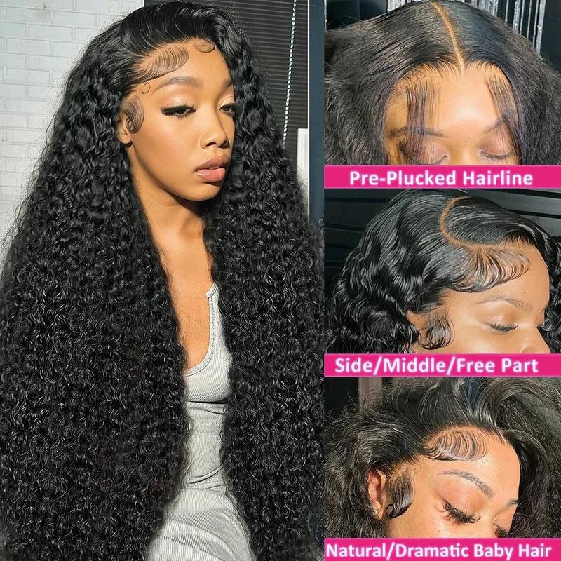 [Hot] Bling Hair 180 Density 13X6 HD Transparent Deep Wave Curly Human Hair Lace Frontal Wig 30 34 Inch 13X4 Lace Front Wigs For Black Women