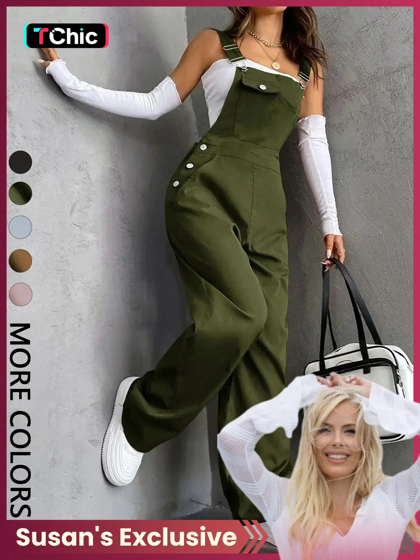 Women's Plain Pocket Overalls Jumpsuit, Casual Comfy Overalls for Daily Wear Everyday, Ladies Clothes for All Seasons