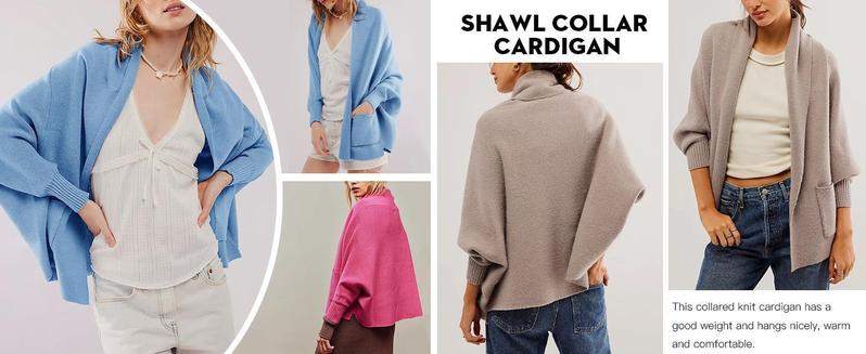 【New】Womens Open Front Cardigan Batwing Long Sleeve Shawl Chunky Knit Loose Fall Poncho Sweater Coats