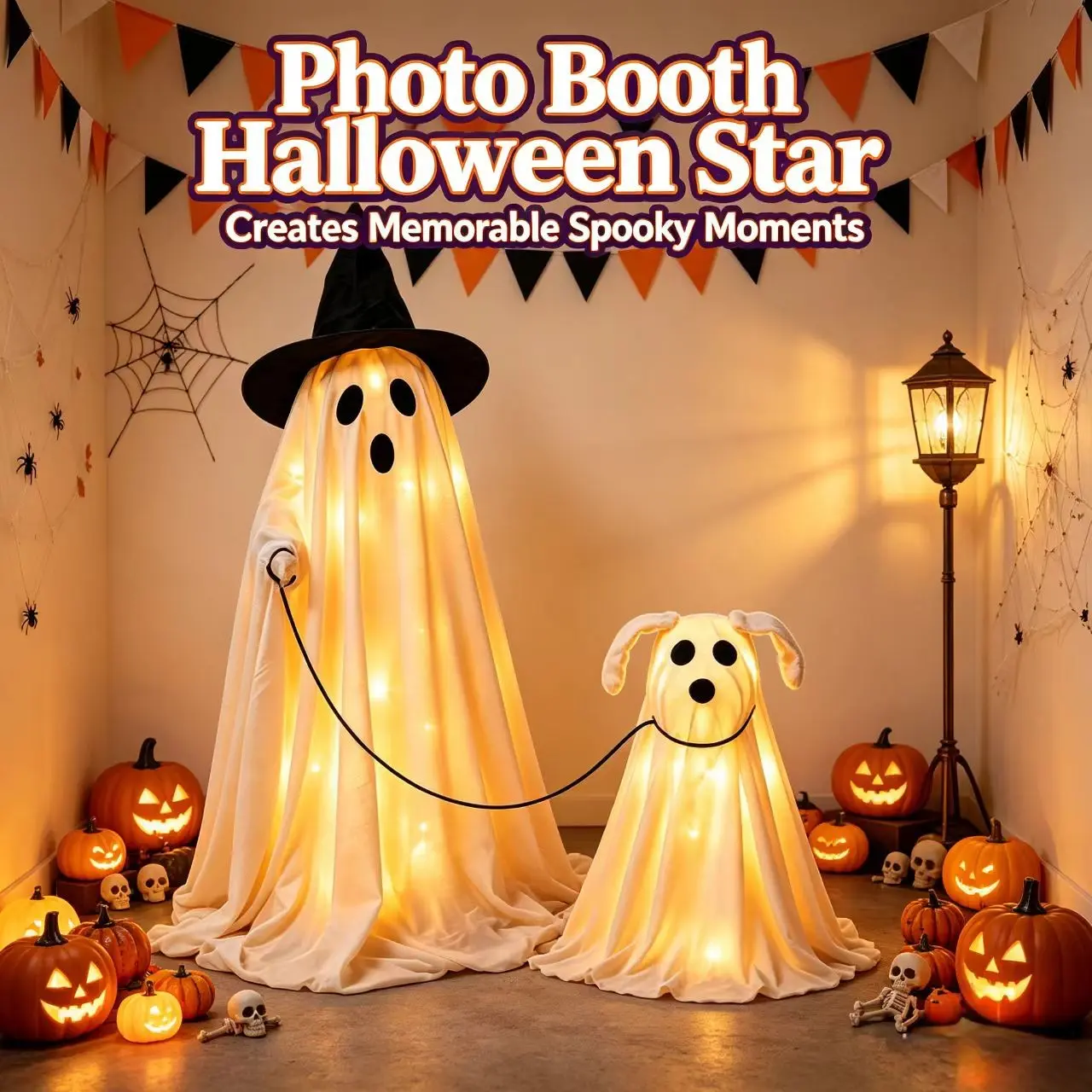 Halloween Ghost Outdoor Decor, Cute Ghost with Remote Control, 8 Light Modes + Timer, Perfect for Porch, Garden, Yard Halloween Setup