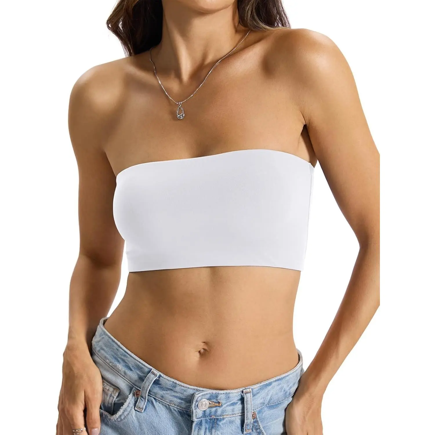 Womens Double Lined Tube Tops Crop Tank Top Non-Padded Strapless Bandeau Shirts Sexy Going Out Tops Summer 2026