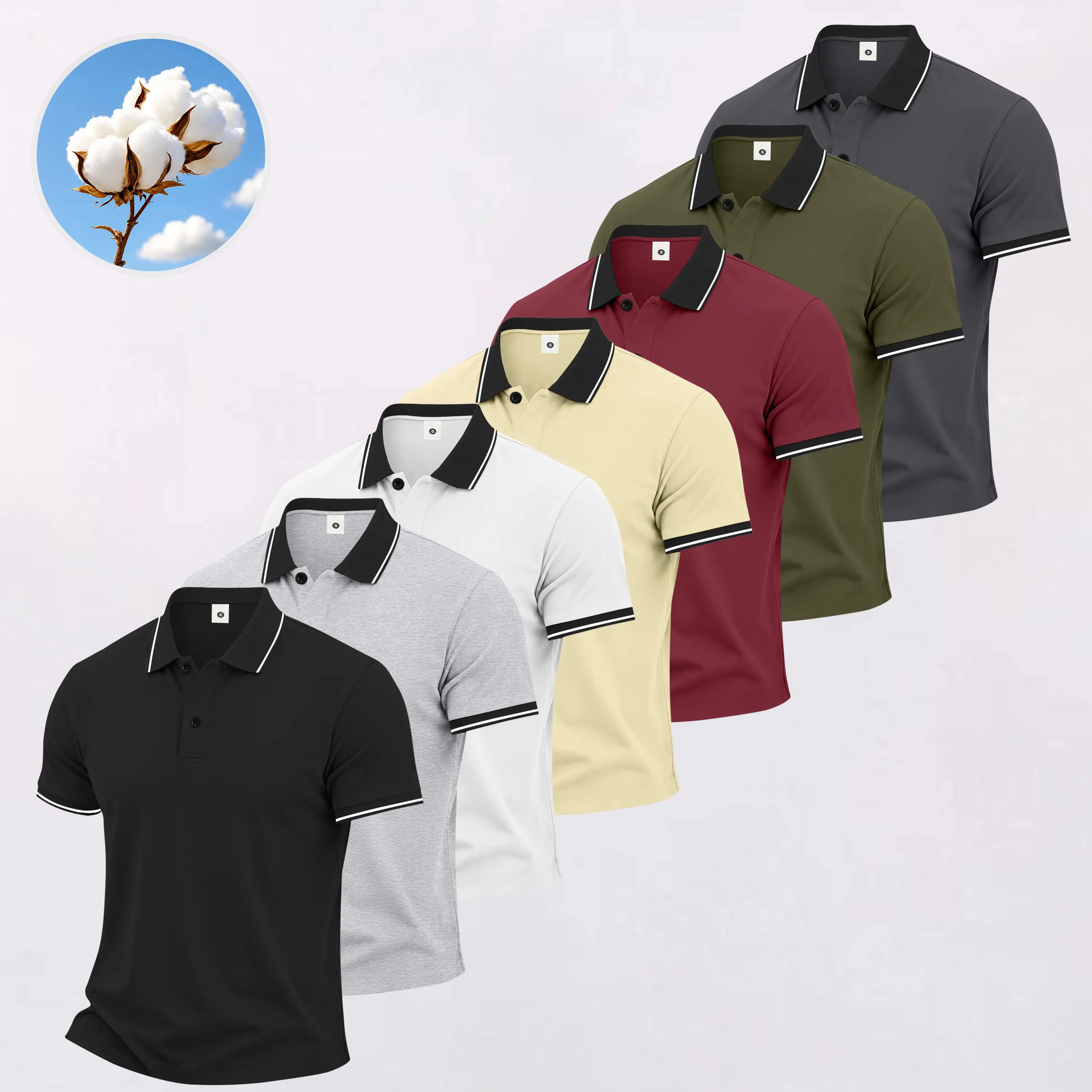 Men’s Short Sleeve Polo Shirt, Classic Contrast Collar Polo, Soft Stretch Breathable Golf Shirt, Slim Fit Business Casual Work Polo, Smart Casual Summer Shirt, Everyday Outdoor Travel Top for Men