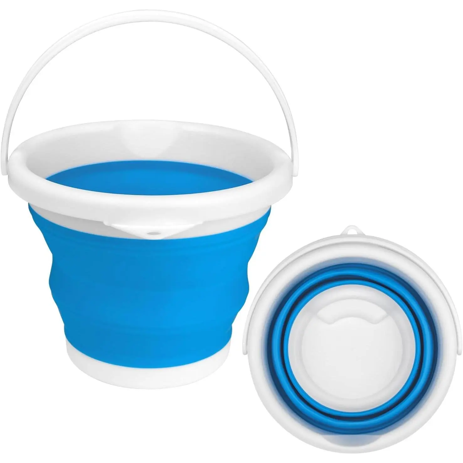 5L(1.3 Gallon) Collapsible Silicone Bucket, Multi‑Purpose Household Cleaning Bucket, Portable Bathroom Storage Caddy for Floor Cleaning, Blue
