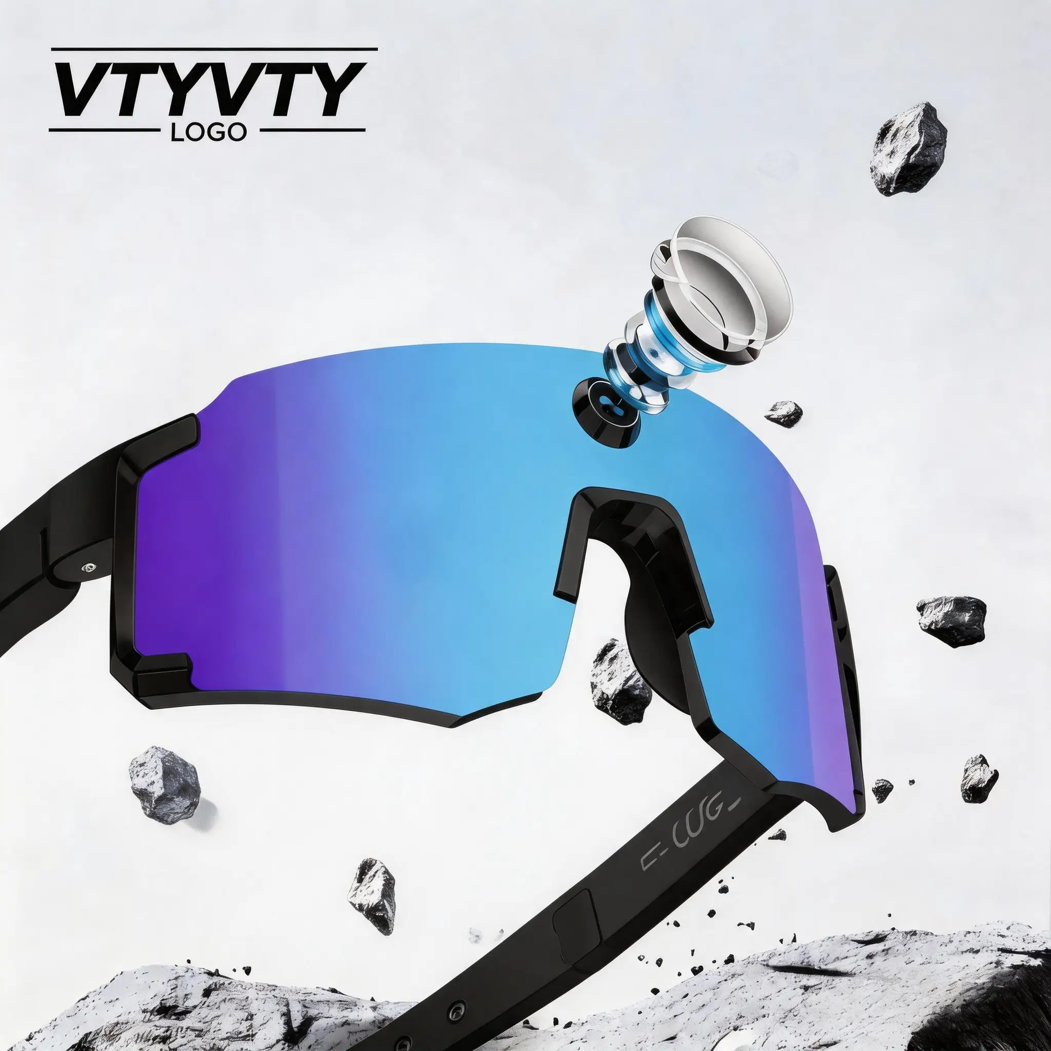 Smart Glasses, Smart Sports Goggles, Photo Video Recording, HD Audio, Ai Voice Assistant, UV Protection, 8mp Camera, Type-C Charging, 7hr Battery, Lens Support