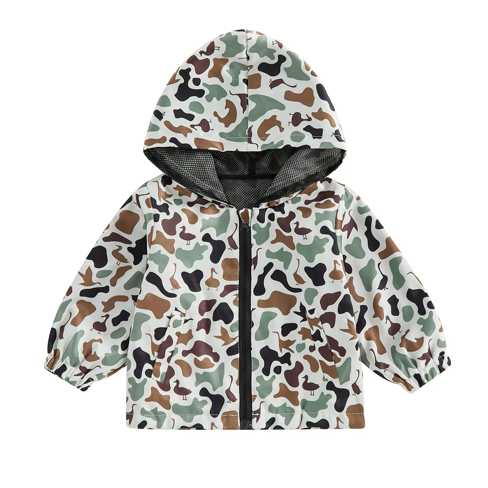 Toddler Baby Boy Camo Duck Hooded Jacket Windbreaker Outerwear Camouflage Zip Up Coat Casual Outdoor Spring Fall Hunting Clothes